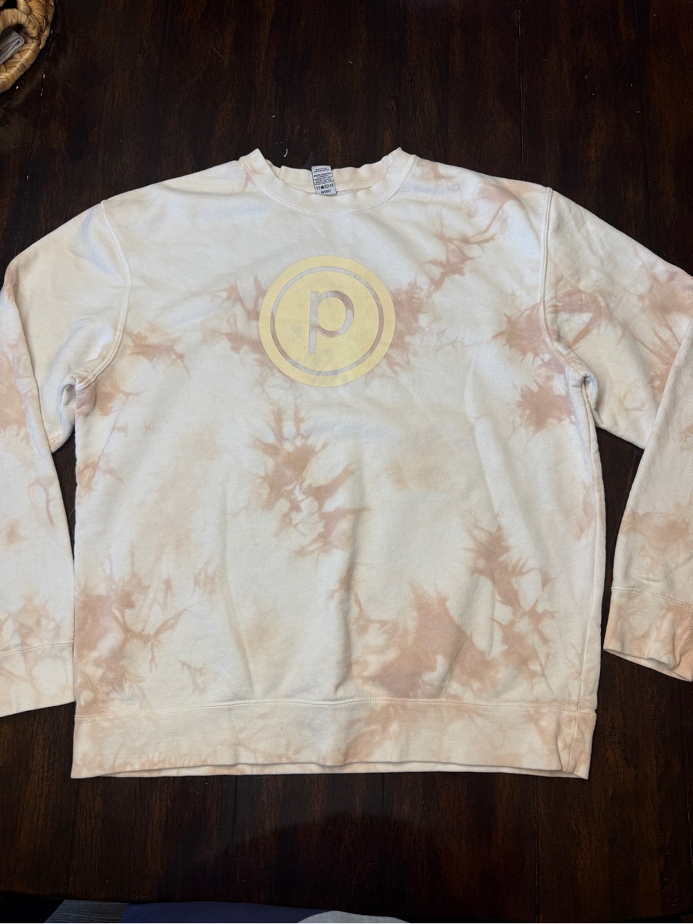 Pure Barre Tie-Dye Crewneck Sweatshirt - Pink & Cream with Logo